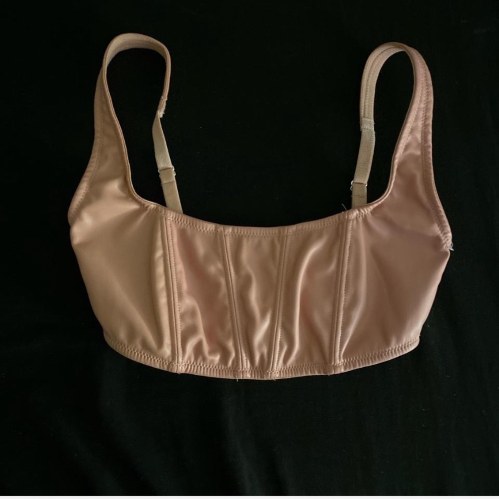 Pink leather corset top